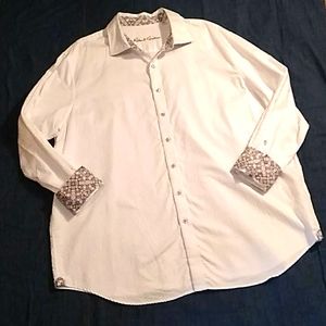 Robert Graham white paisley checker dress shirt